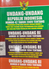 Undang-undang republik indonesia nomor 42 tahun 2009 tentang perubahan ketiga atas undang-undang nomor 8 tahun 1993 tentang pajak pertambahan nilai barang dan jasa dan pajak penjualan atas barang mewah