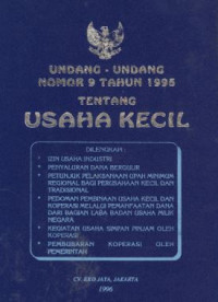 Undang-undang nomor 9 tahun 1995 tentang usaha kecil