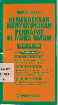 Undang-undang kemerdekaan menyampaikan pendapat di muka umum UU No. 9 Th. 1998