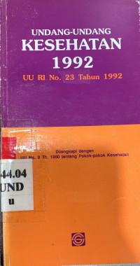 Image of Undang-undang kesehatan 1992 UU RI no.23 tahun 1992