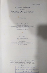 Arevised handbook to the flora of ceylon VOL VIII