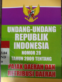 Undang-undang republik indonesia nomor 28 tahun 2009 tentang pajak daerah dan retribusi daerah