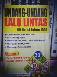 Undang undang lalu lintas uu no. 14 tahun 1992